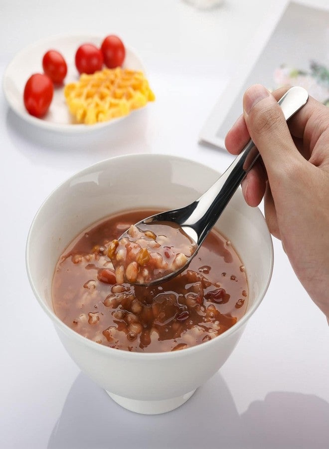MustHome Soup Spoons Stainless Steel Korean Spoons Asian Soup Spoons, 5.5 inches Long Heavy Duty Asian Style Thick Short Handle Stainless Steel Ramen Spoons for Soup Cereals, Set of 6 - Image 2